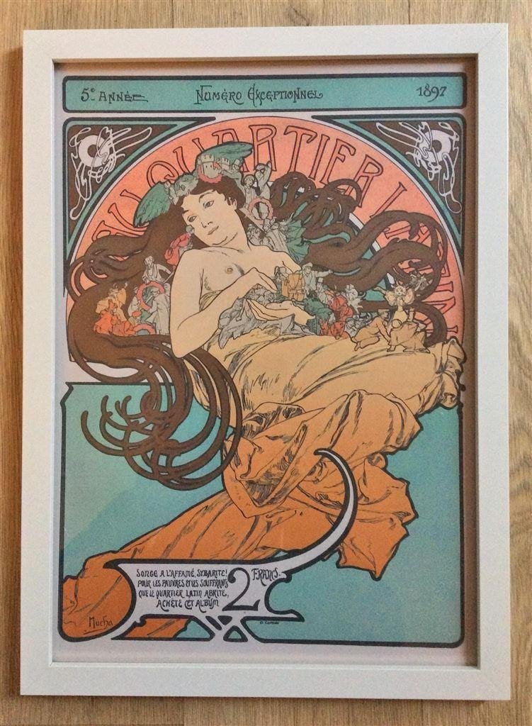 ALPHONSE MUCHA : Quartier Latin Jugendstil Poster in Lijst, Verzenden