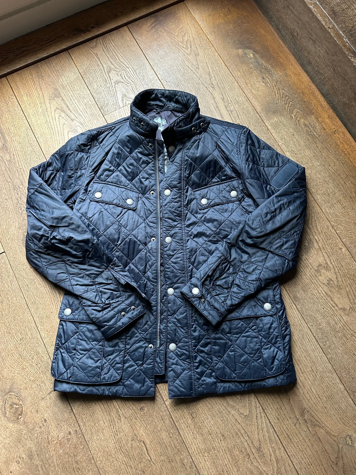 Barbour gewatteerde jas - Maat L, Ophalen of Verzenden, Gedragen, Maat 42/44 (L), Blauw
