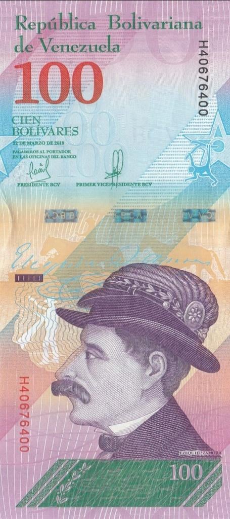 Venezuela bankbiljet 100 Bolivares 2018, Pick 106 UNC, Ophalen of Verzenden, Zuid-Amerika, Los biljet