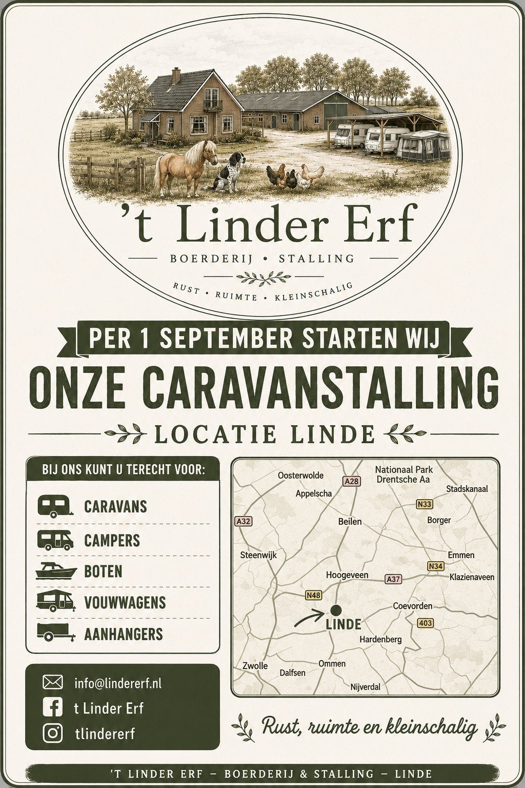 Kleinschalige overdekte caravanstalling in Drenthe