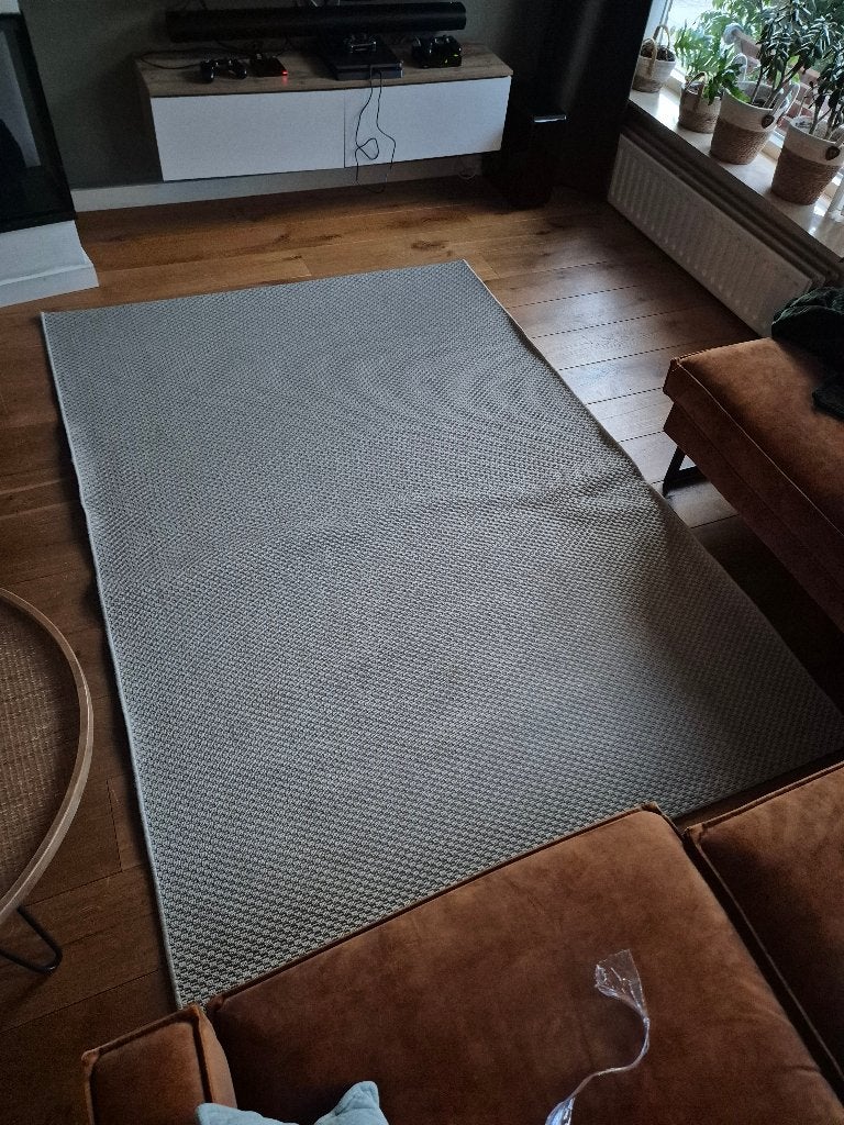 Ikea vloerkleed Morum (beige/grijs) - 160 x 230, Ophalen, 150 tot 200 cm, 200 cm of meer, Zo goed als nieuw