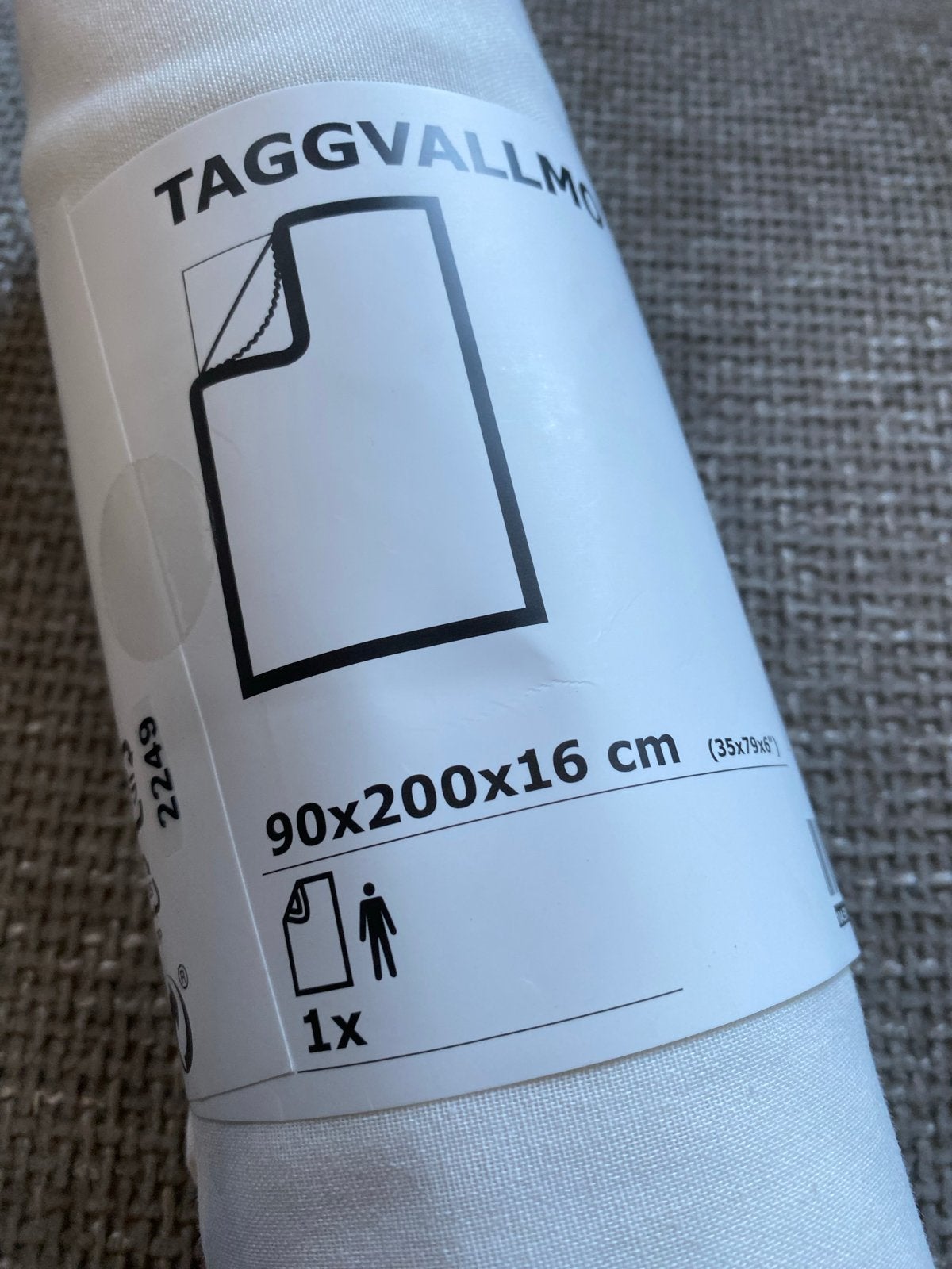 IKEA TAGGVALLMO Hoeslaken 90x200x16 cm - Wit, Eenpersoons, Nieuw, Ophalen of Verzenden, IKEA