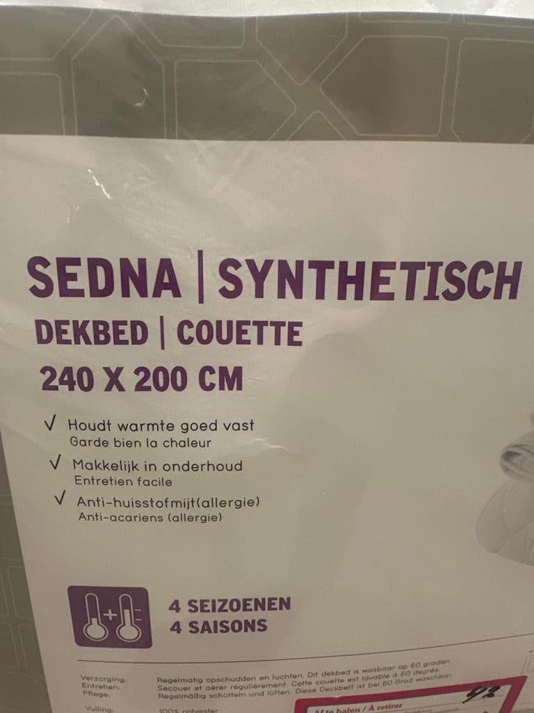 Sedna Synthetisch 4-seizoenen Dekbed 240x200 cm, Ophalen, Wit, Deken of Dekbed, Nieuw