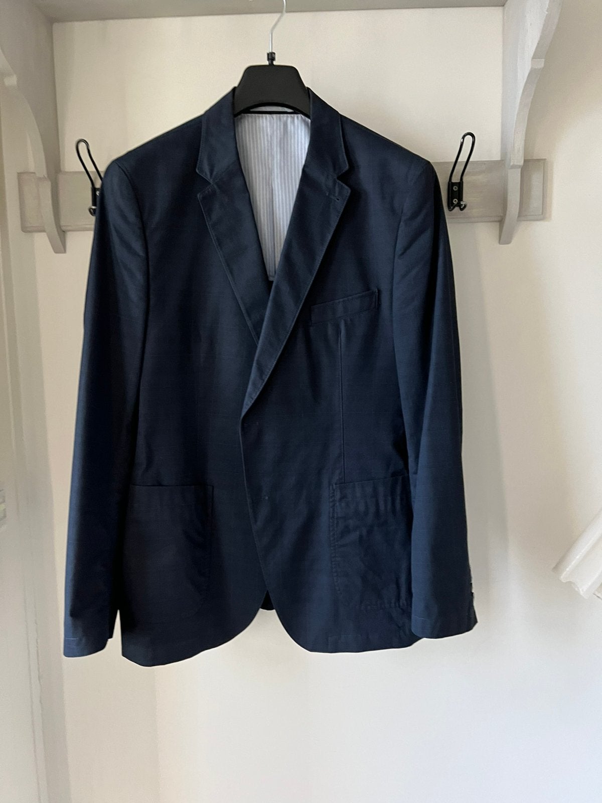 Colbert maat 54 donkerblauw ingeweven ruit dessin Bugatti, Ophalen of Verzenden, Zo goed als nieuw, Maat 52/54 (L), Blauw