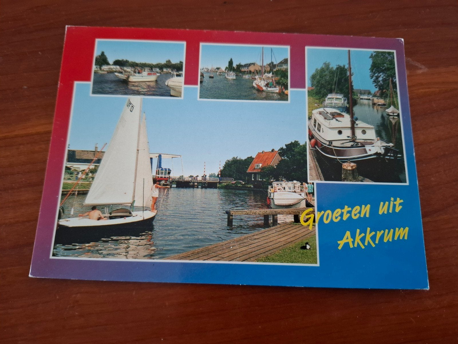 Groeten uit Akkrum haven zeilen jachthaven, Ophalen of Verzenden, 1980 tot heden, Gelopen, Friesland