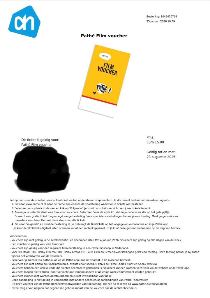5 Pathé filmvouchers 1 popcorn 1 nacho & 2 frisdrankvouchers, Tickets en Kaartjes, Eén persoon, Vrijkaartje alle films
