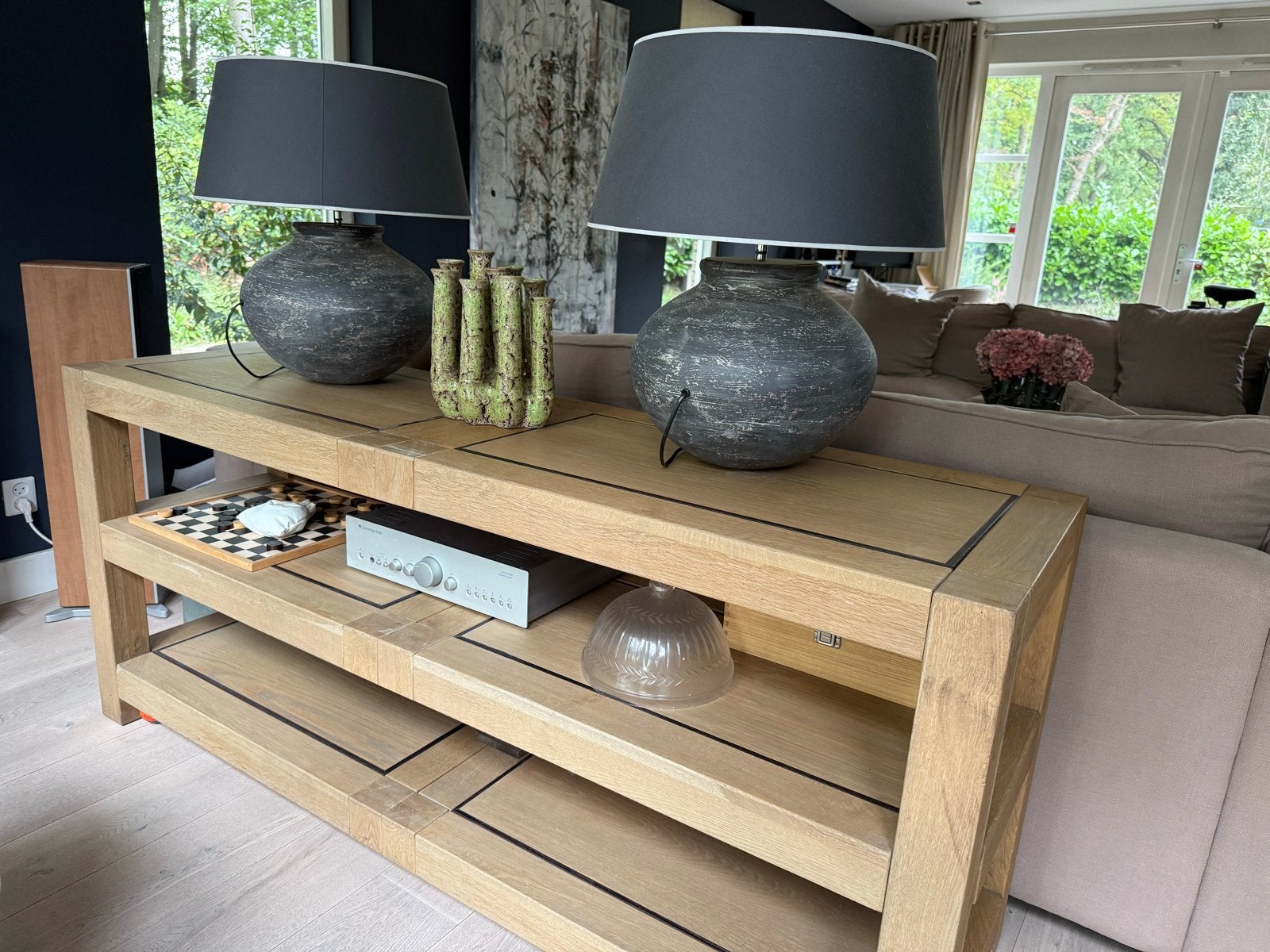 Massief Houten Side Table - Zwaar en Robuust (180x78x53 cm), Huis en Inrichting, Ophalen, Gebruikt, 150 tot 200 cm, Rechthoekig