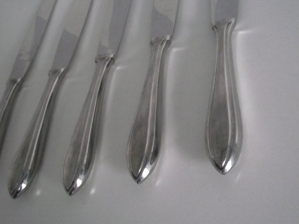 5 st RVS puntfilet mes 25 cm Zilverstad Schoonhoven 1950 p s, Antiek en Kunst, Ophalen of Verzenden