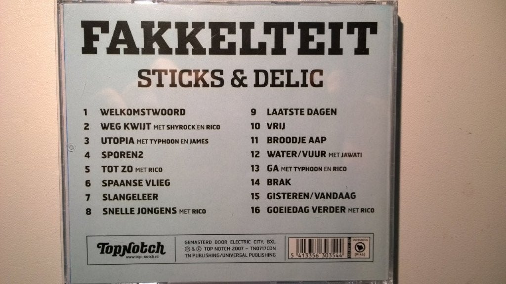 Sticks & Delic - Fakkelteit, Ophalen of Verzenden, Zo goed als nieuw, Hiphop of Rap, Album