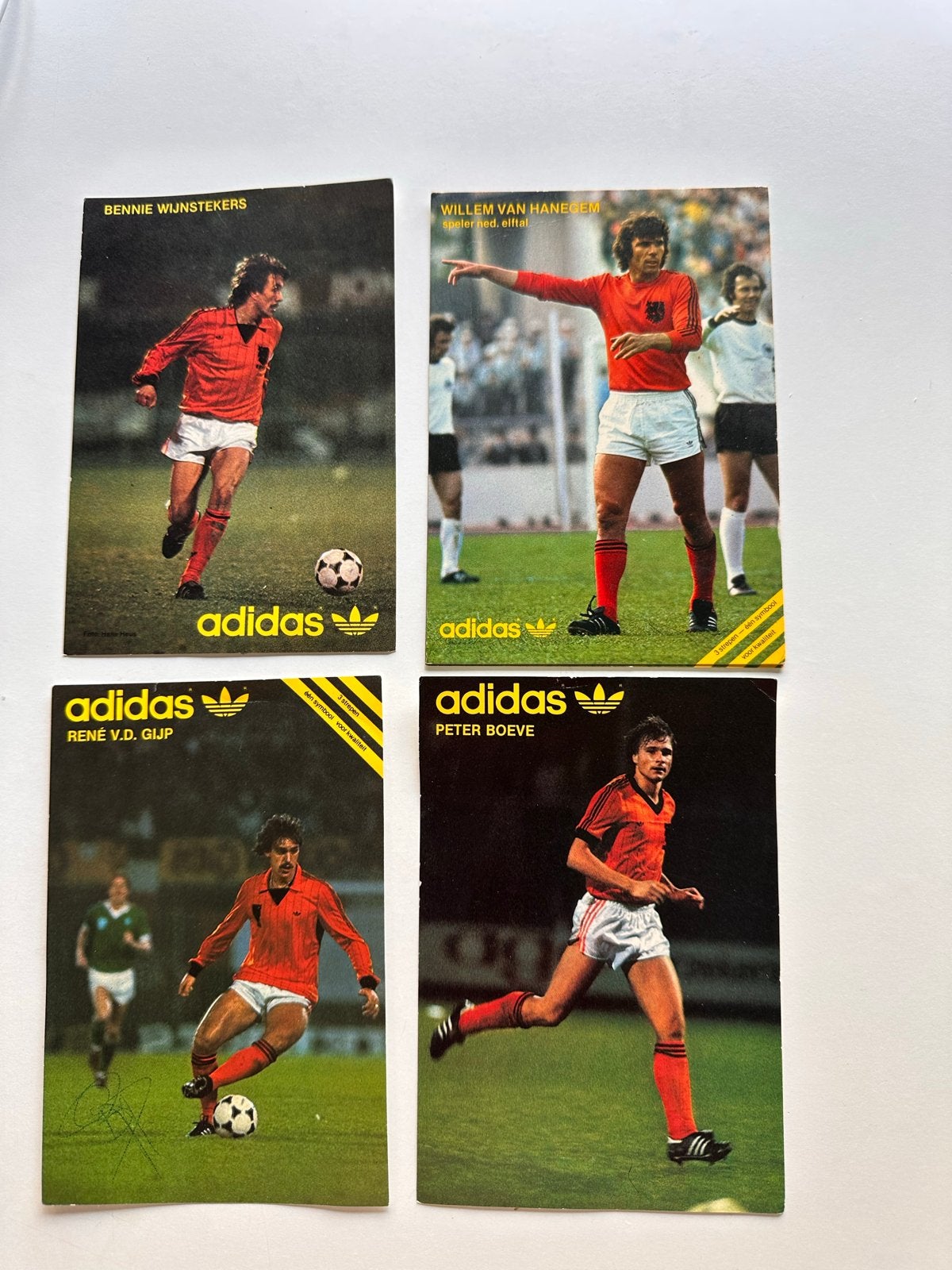 4 Adidas spelerskaarten: Willem van Hanegem, Ben Wijnstekers, Verzamelen, Verzenden, Gebruikt, Feyenoord, Spelerskaart