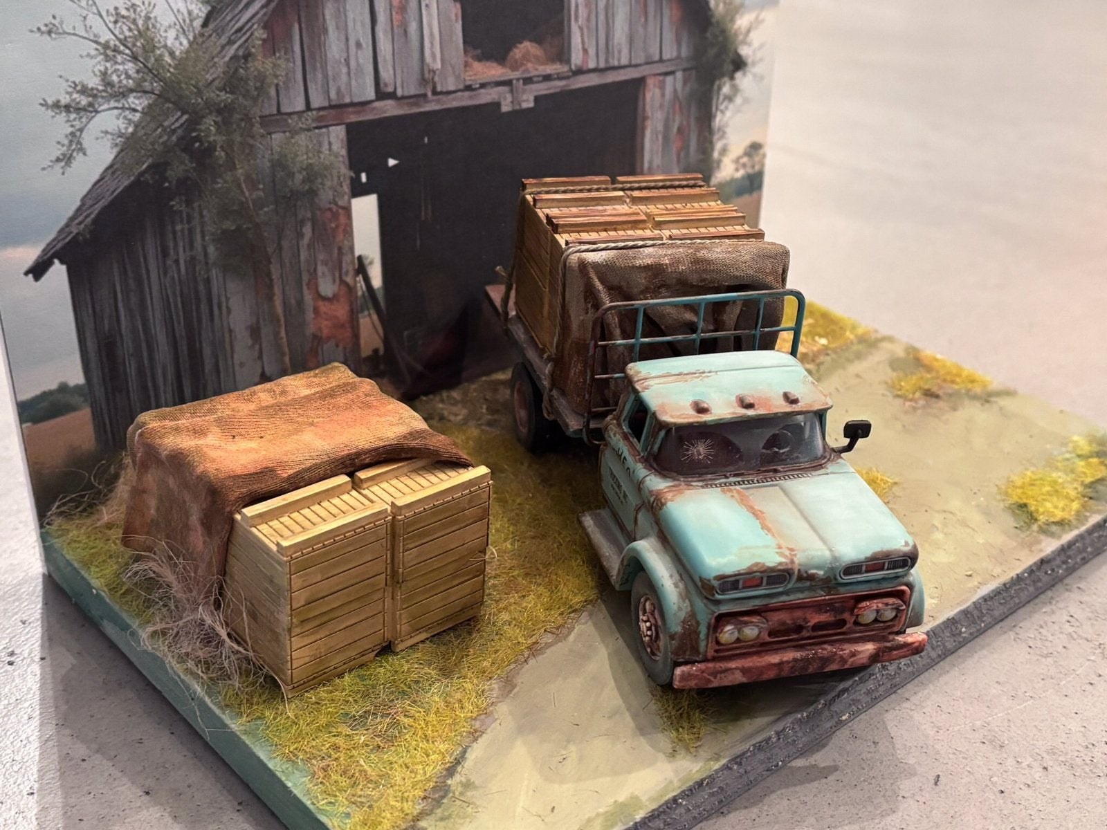 Chevy Cab 1960, Flatbed farmtruck met display, Ophalen of Verzenden, Nieuw, Bus of Vrachtwagen, Overige merken