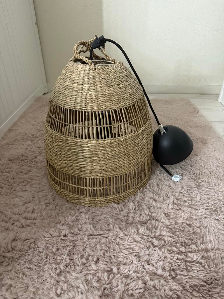 Ikea rieten hanglamp - Natuurlijke sfeer, Ophalen, Zo goed als nieuw