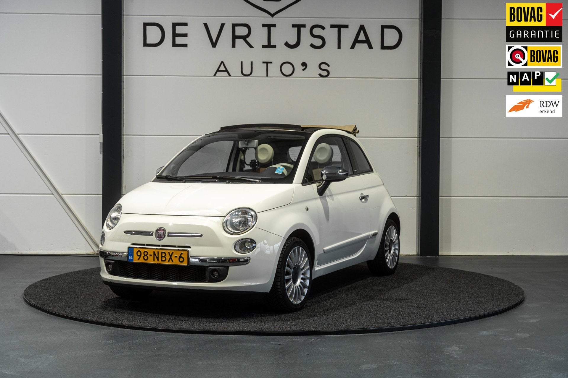 Fiat 500 C Cabrio! NAP! nwe apk, Auto's, Euro 5, Gebruikt, 4 cilinders, Wit