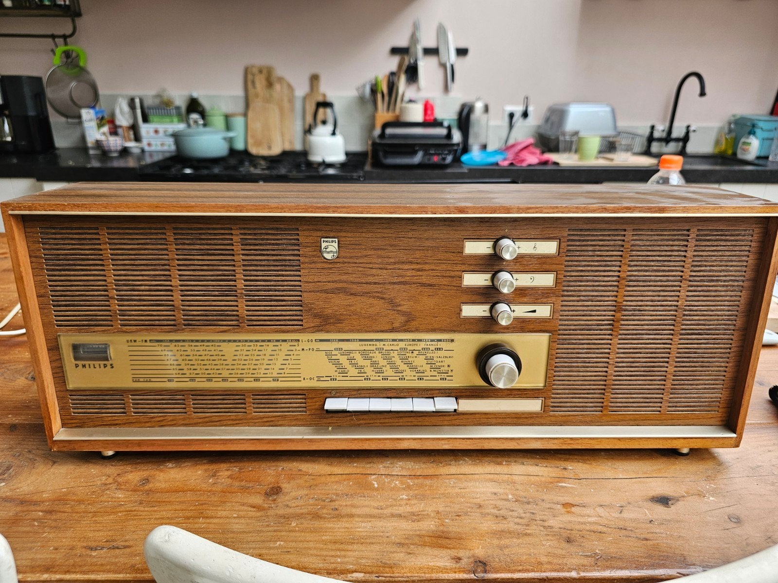 Vintage Philips Radio B5X23A - Jaren '60 Buizenradio, Ophalen of Verzenden