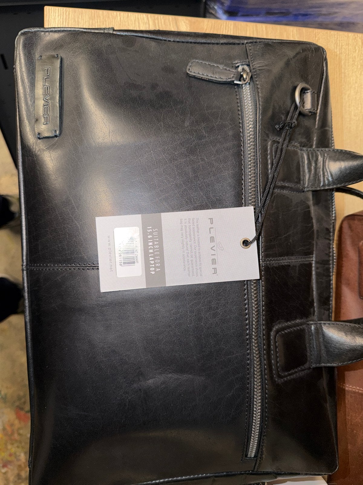 Plevier Leren Laptoptas Zwart - Nieuw met label, Ophalen of Verzenden, Nieuw, Zwart, Overige typen