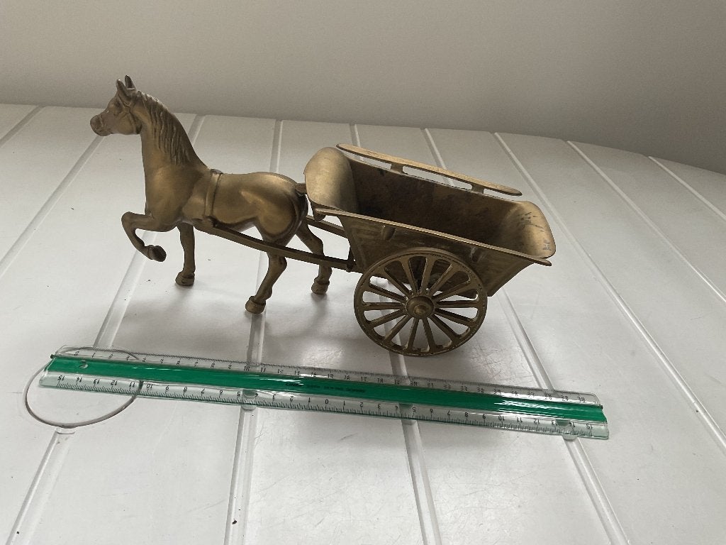 Mooie koperen paard met kar, Ophalen of Verzenden, Koper