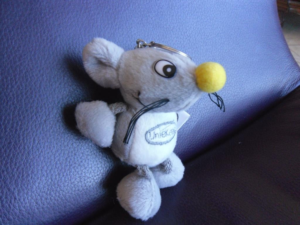 sleutelhanger pluche muis Unie kaas grijs/geel/wit H10 Nieuw, Ophalen of Verzenden, Nieuw, Knuffel of Figuurtje
