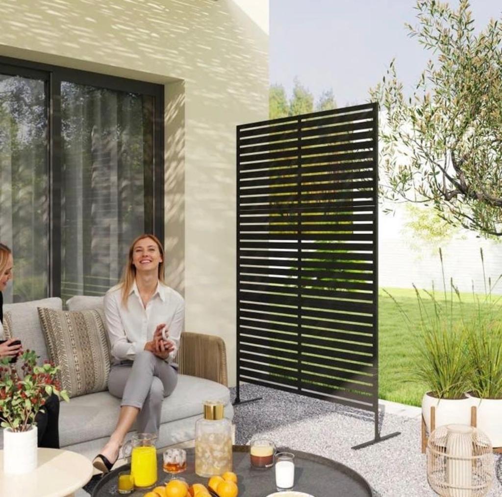 Zwart metalen privacyscherm voor tuin of terras NIEUW, Nieuw, Ophalen of Verzenden, 150 tot 200 cm, Staal