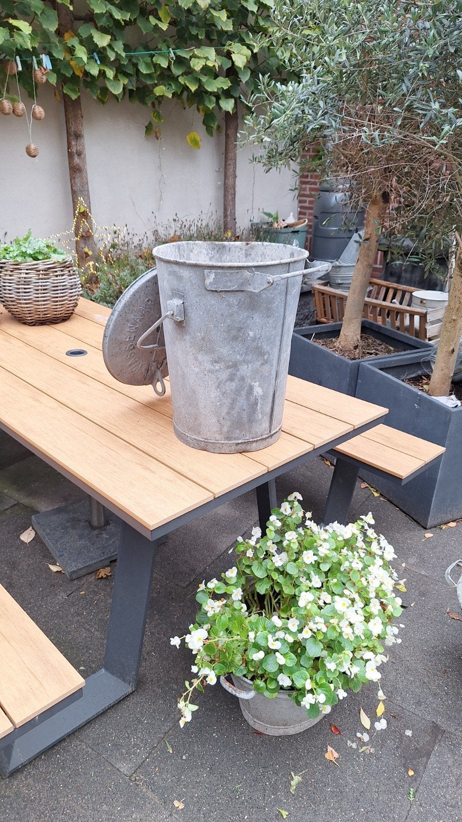Vintage Zinken Emmer met Deksel - Uit Wassenaar, Ophalen of Verzenden