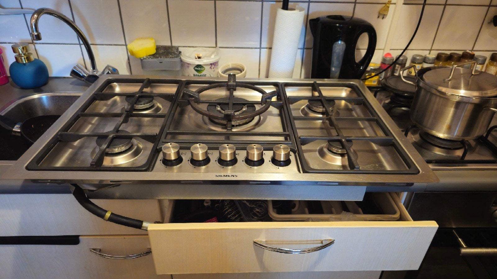 Siemens Gas Kookplaat - 5 Kookzones, Gebruikt, Ophalen of Verzenden, Inbouw, Gas