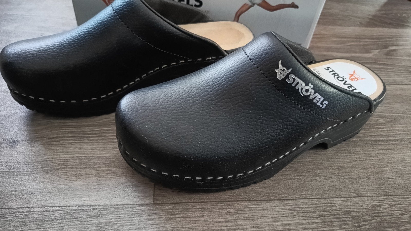 Strövels klompen 303 PU zwart, maat 40, open hak, Klompen, Strövels, Zwart, Nieuw
