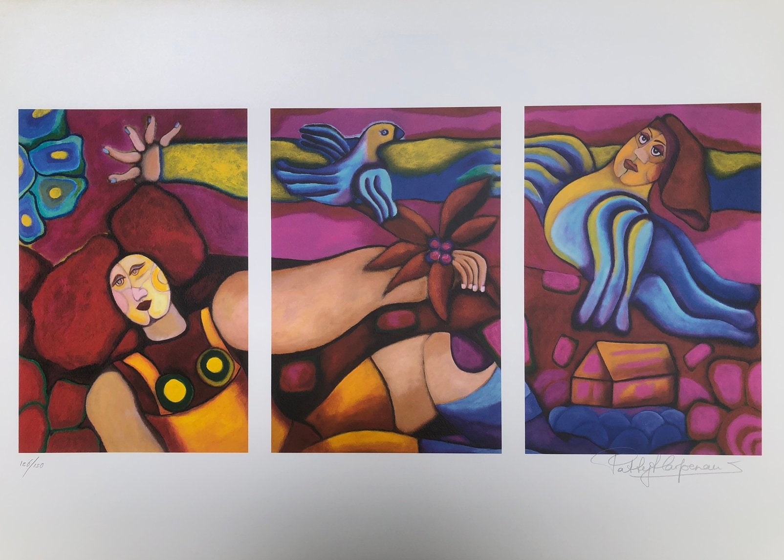 Kunst zeefdruk Patty Harpenau schilderij lijst modern, Antiek en Kunst, Ophalen, Gesigneerd, Portret en Figuren, Zeefdruk