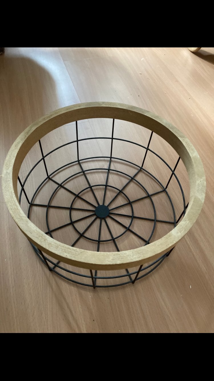 Ronde decoratieve schaal van metaal en hout, Ophalen, Schaal, Rond, Zo goed als nieuw