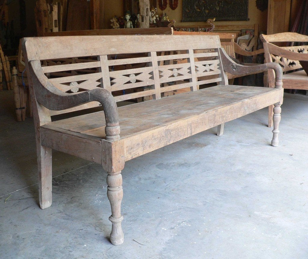 Stoere teak bank RB99 tuin terras Bali lounge stationsbank, Ophalen of Verzenden