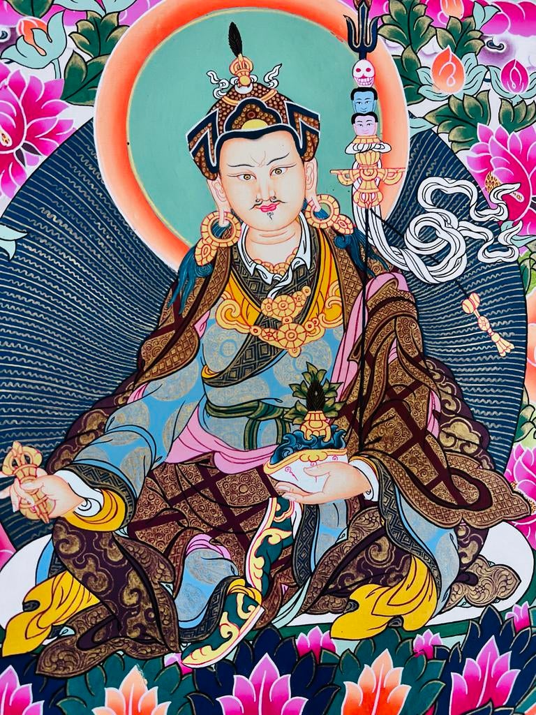 Tibetaanse Padmasambhava Thangka - Handgeschilderd, Ophalen of Verzenden