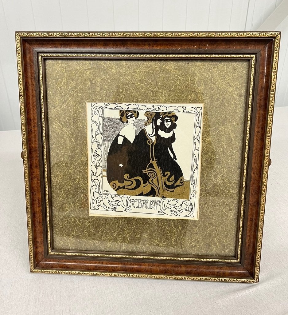 February Ver Sacrum Josef Maria Auchentaller 1898 in lijst, Ophalen of Verzenden