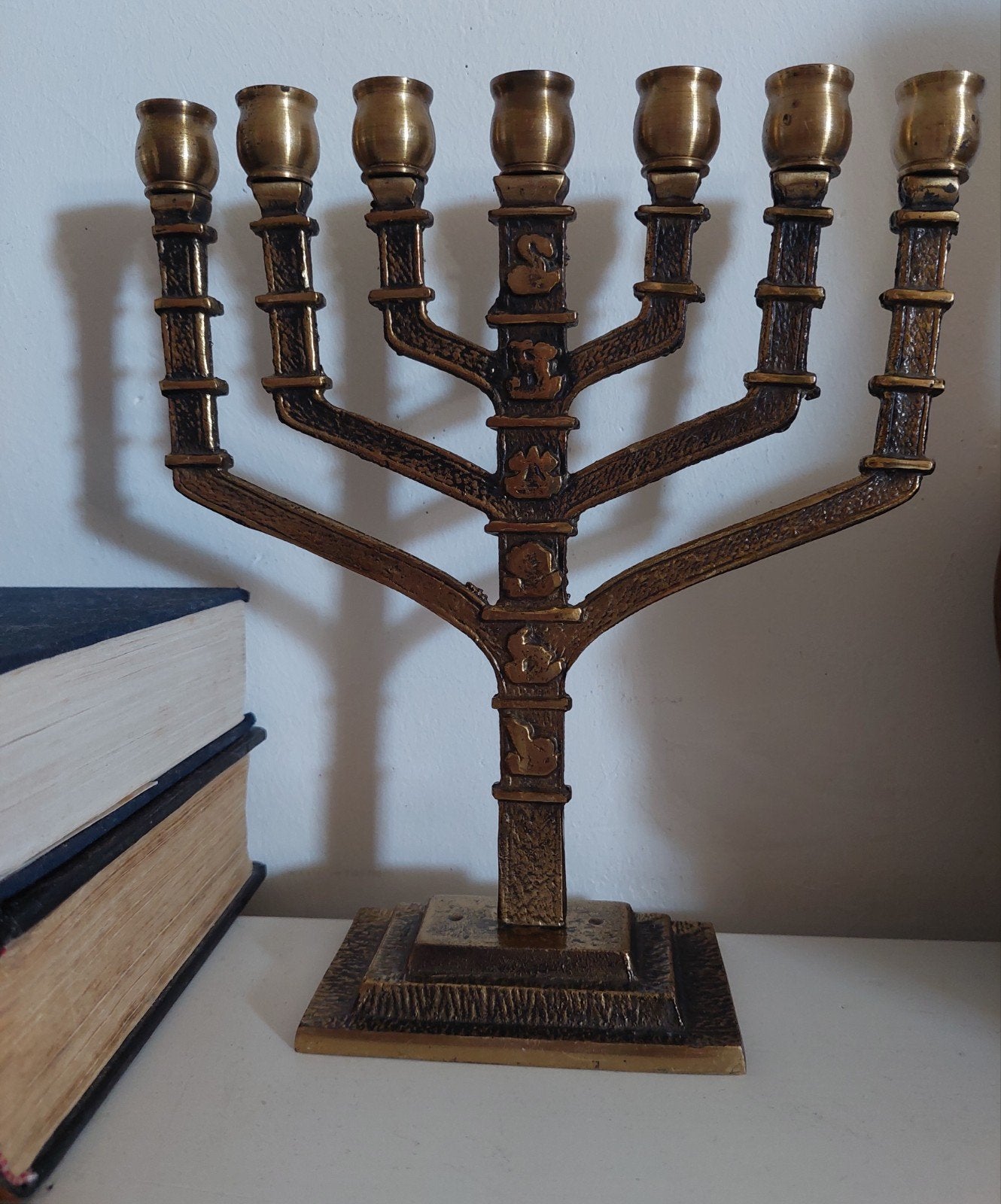 Vintage Koperen  Menora - 7-armige Tempelkandelaar Israël, Ophalen of Verzenden, Koper of Brons