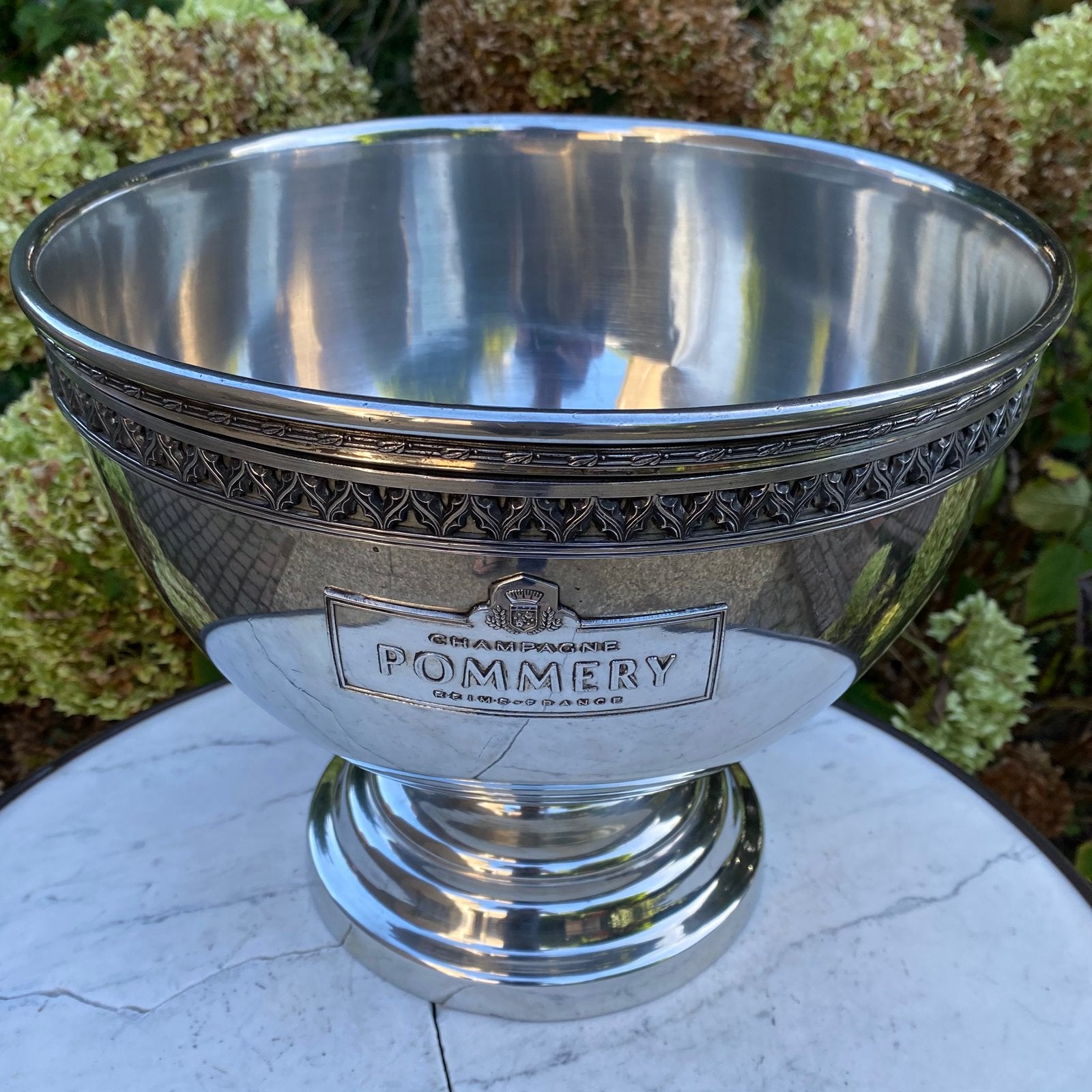 Vintage Champagne Schaal, Bowl, Koeler POMMERY XL Zilvertin, Vintage, Ophalen of Verzenden, Zo goed als nieuw, Metaal