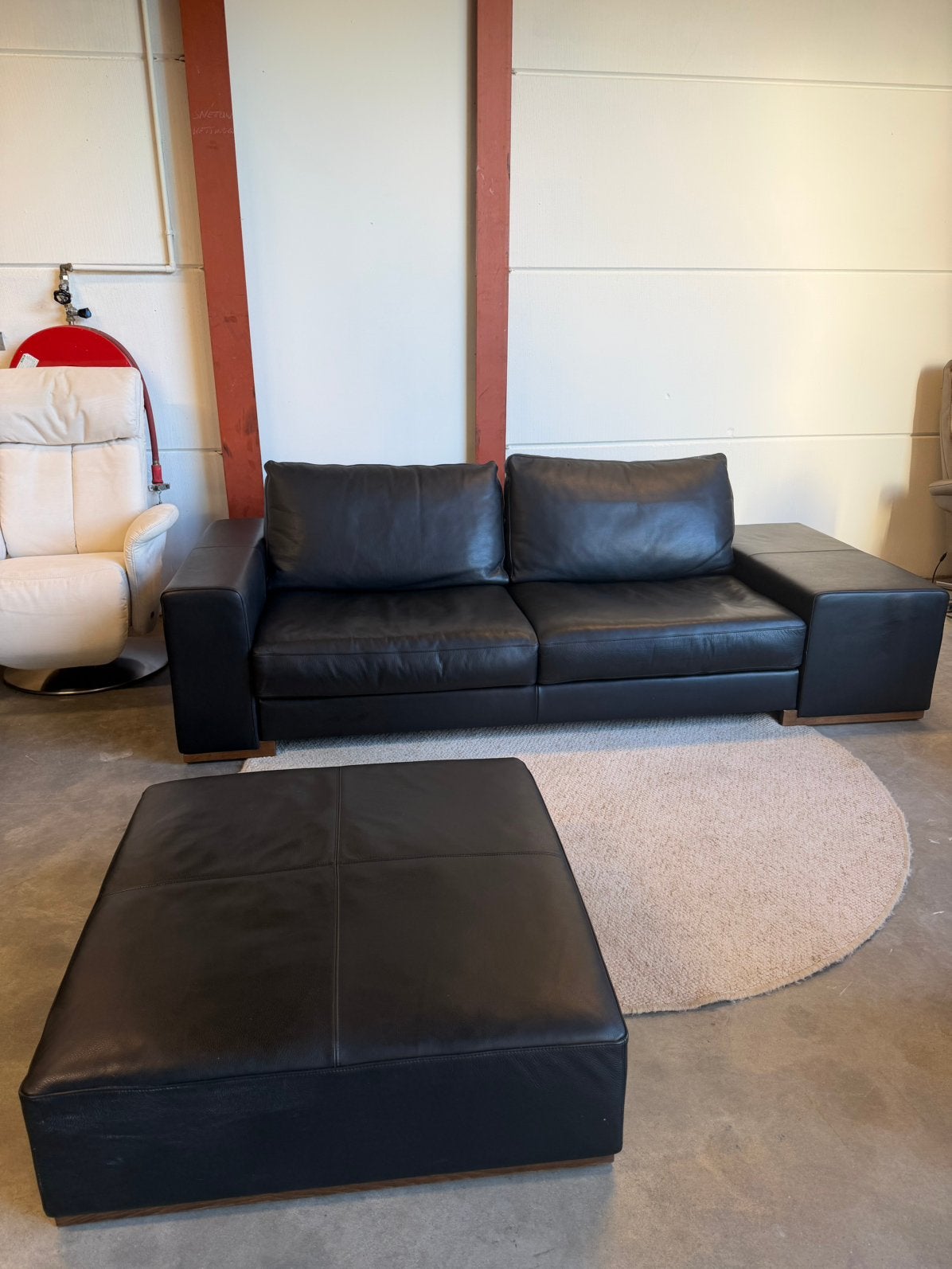 Zwarte leren design bank bankstel Natuzzi Italiaanse leer, 2871SK, Verzenden, Mariansoliak8@gmail.com, Zo goed als nieuw