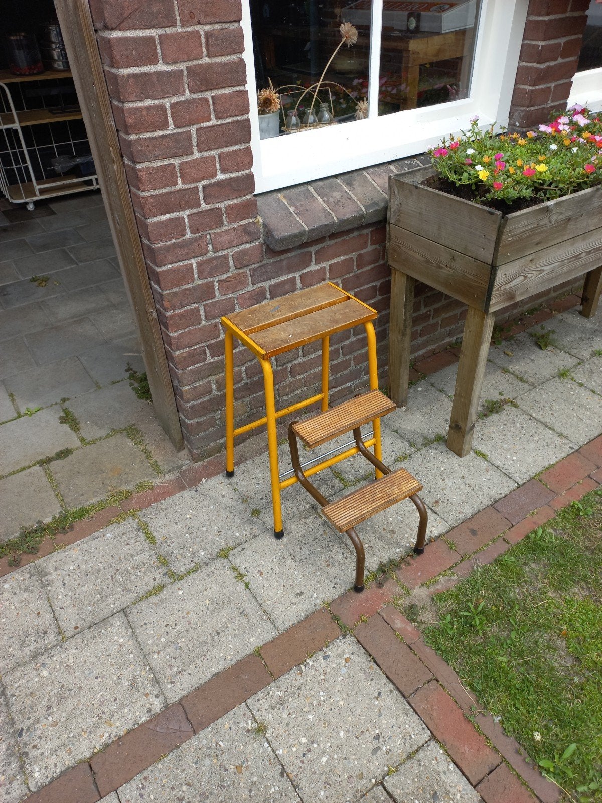 Vintage Gele Keukentrap / Opstapje, Ophalen