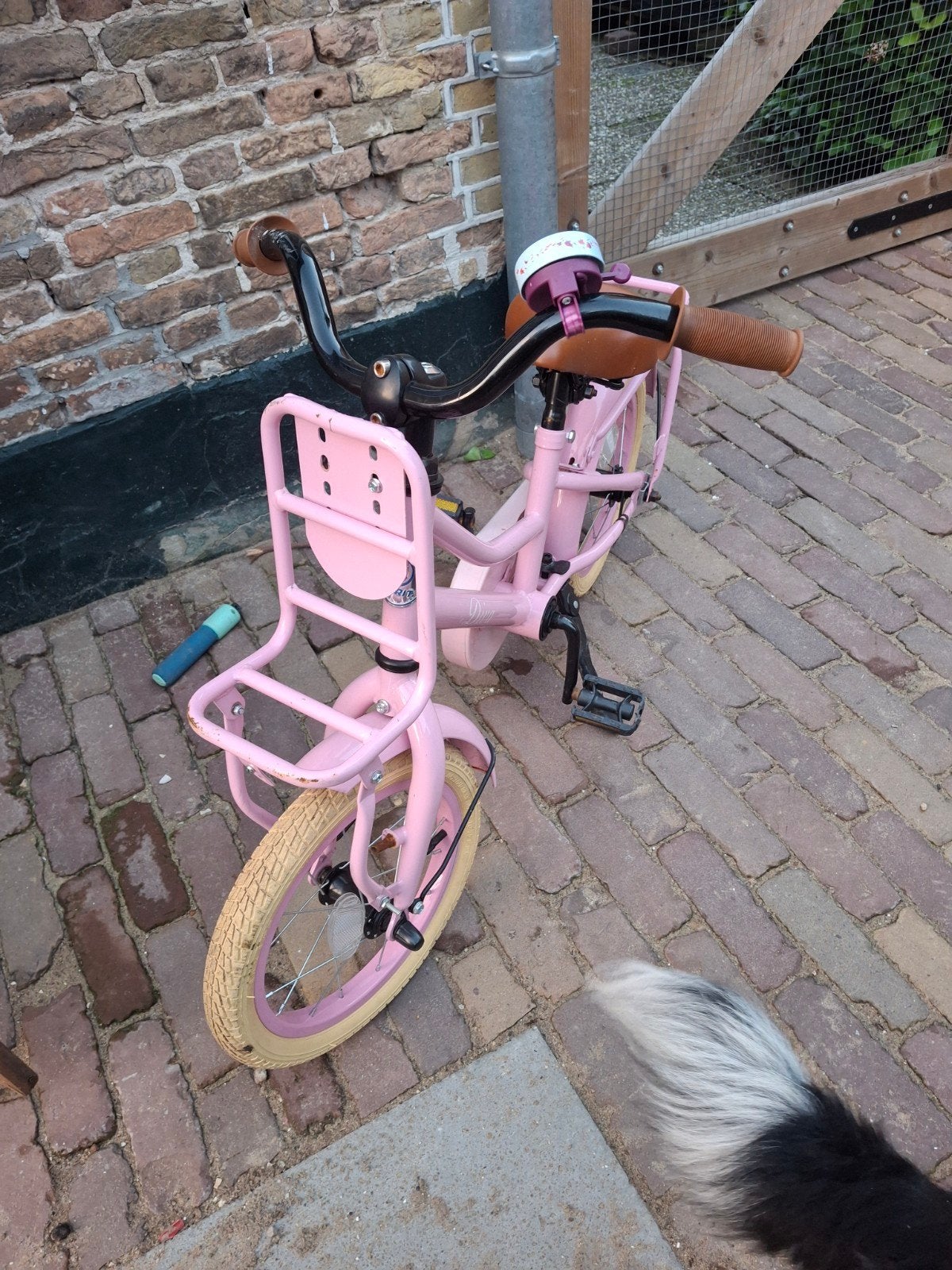 Roze kinderfietsje, Ophalen, Terugtraprem, Gebruikt, 14 inch of minder