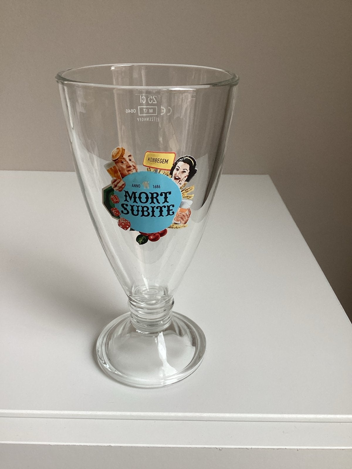 Mort Subite Bierglas - 25 cl, Ophalen of Verzenden, Zo goed als nieuw, Glas, Vintage