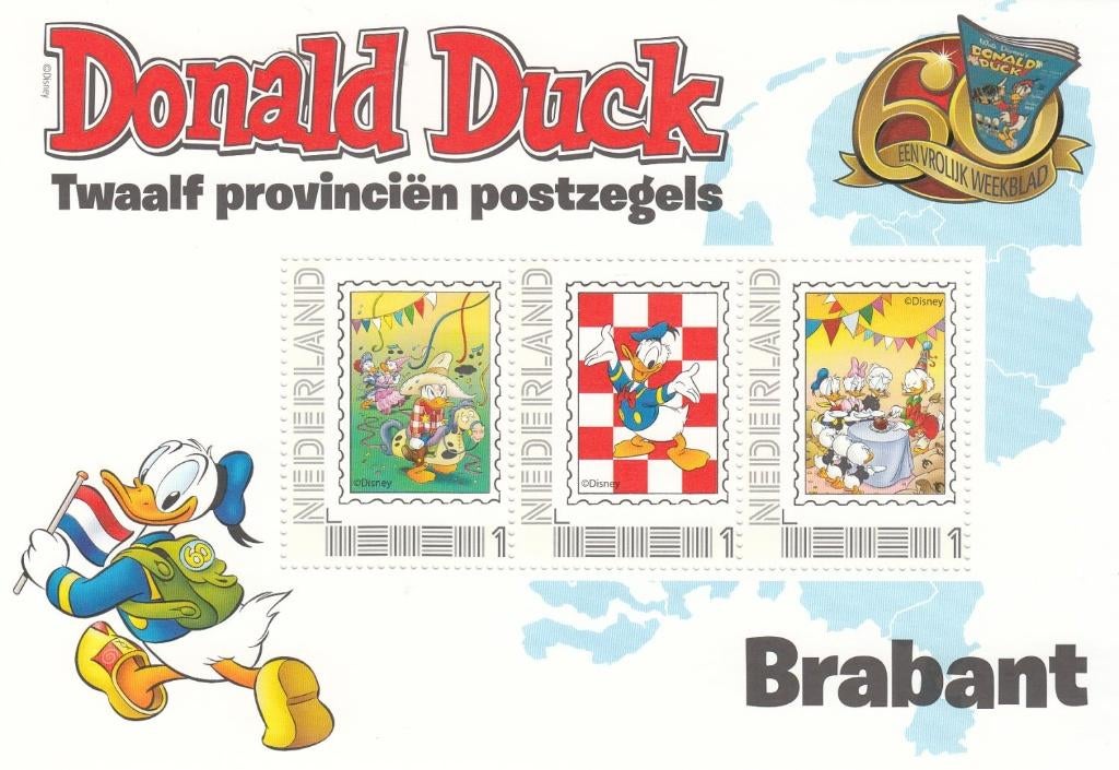 Nederland Postset Donald Duck Brabant met zegels + kaarten, Postzegels en Munten, Postzegels | Nederland, Ophalen of Verzenden