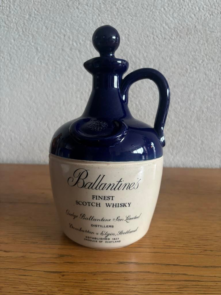 Vintage Ballantines Whisky Keramieken Kruik - Paarsblauw, Ophalen of Verzenden