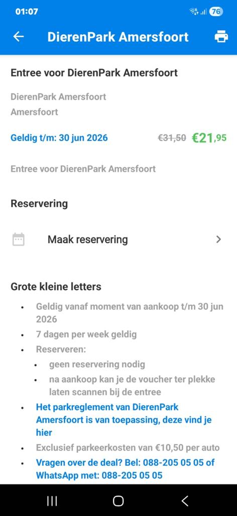 1x Dierenpark Amersfoort Geldig tm 30 juni 2026, Twee personen, Cadeaubon
