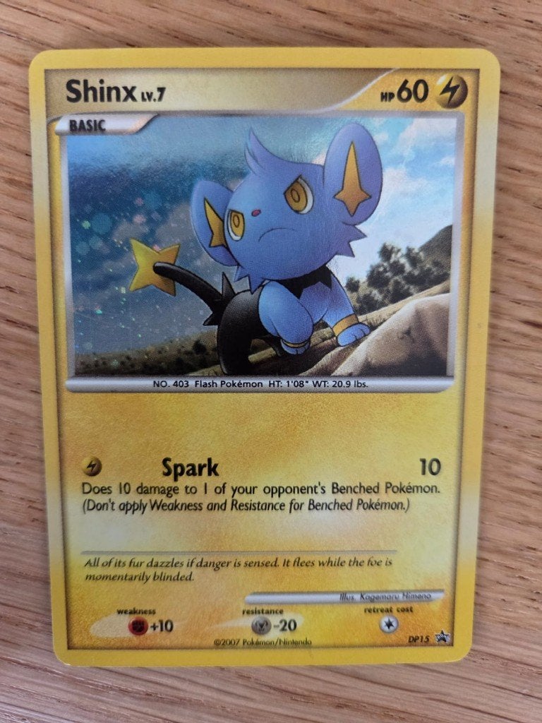 pokemon Shinx DP15 Promo Holo: Pokeball Misprint back, HOLO, Ophalen of Verzenden, Zo goed als nieuw, Losse kaart, Foil