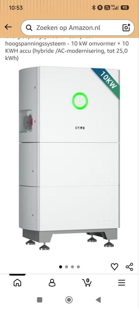 Thuisaccu systeem SAJ- 5 kW hybride omvormer + 10 KWH accu, Ophalen of Verzenden, Zo goed als nieuw, Compleet systeem