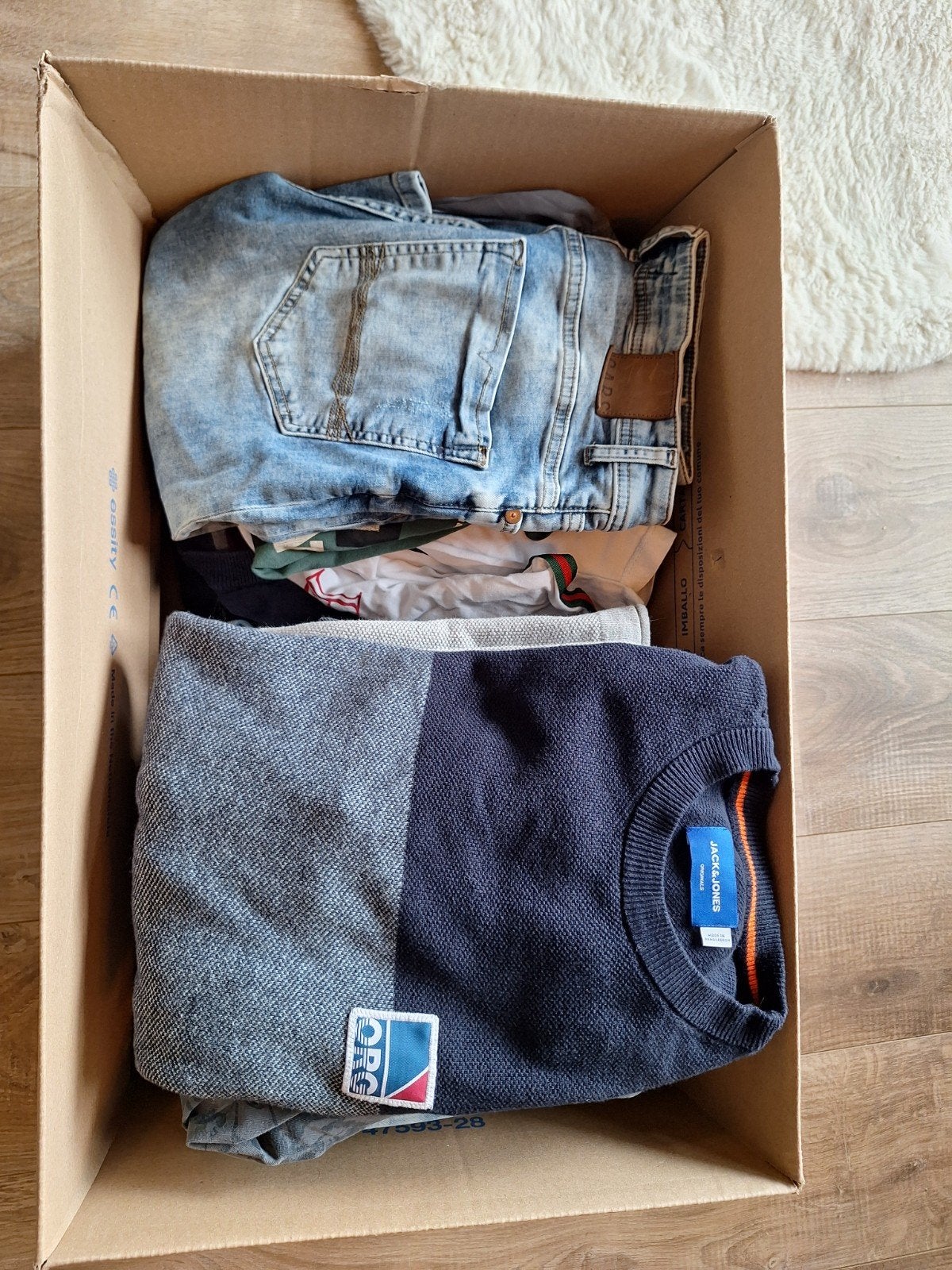 Doos vol heren merkkleding maat M/L, Ophalen of Verzenden