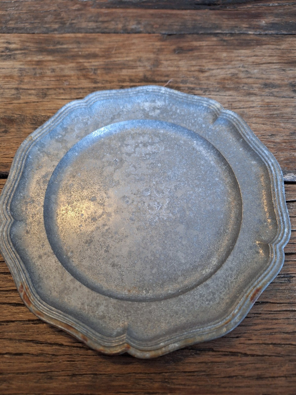 Antiek tinnen bord met keurmerk - Decoratief, Ophalen of Verzenden