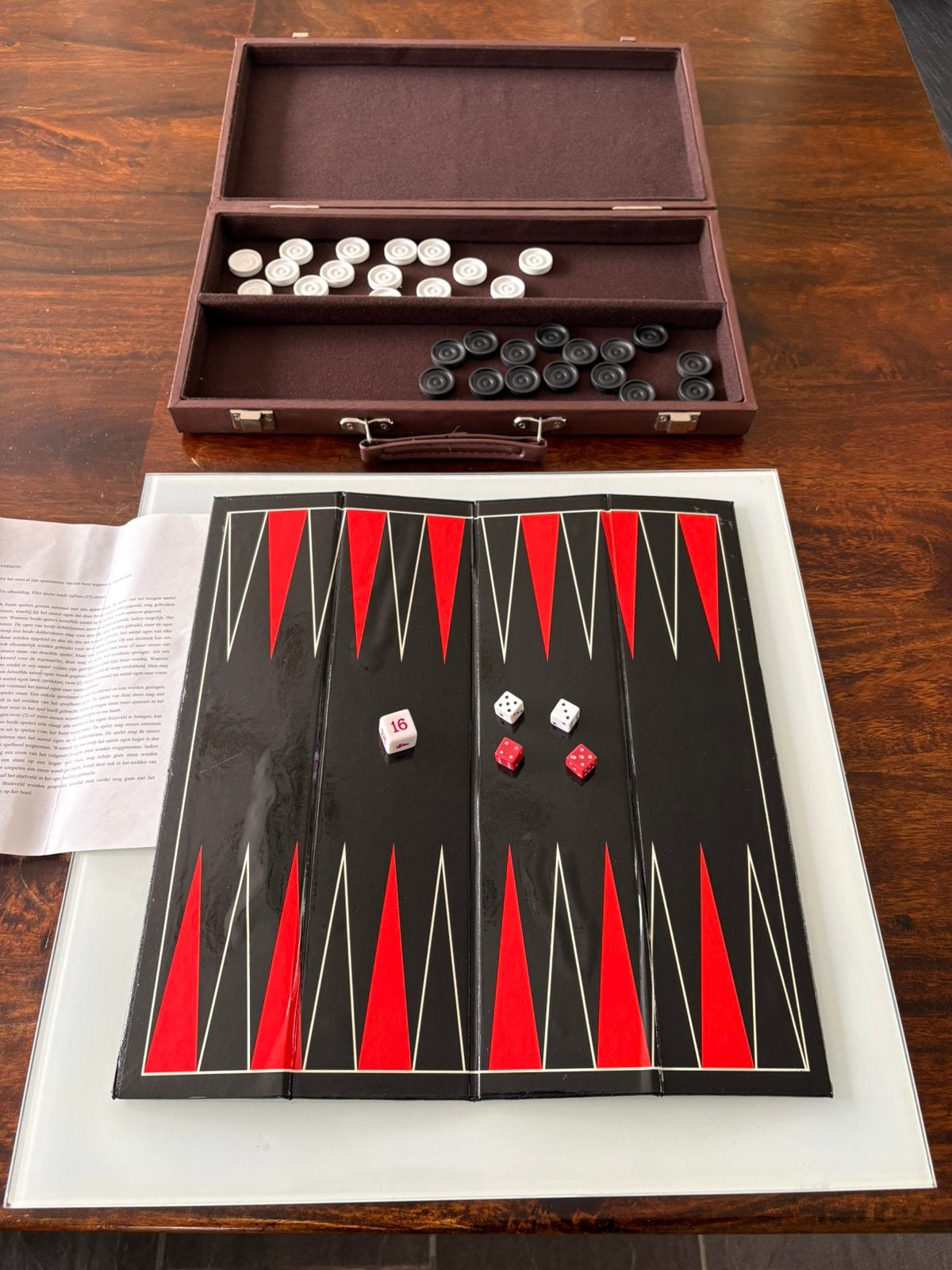 Backgammon Reisspel in Luxe Koffer - Compleet, Een of twee spelers, Ophalen of Verzenden, Gebruikt, Reisspel