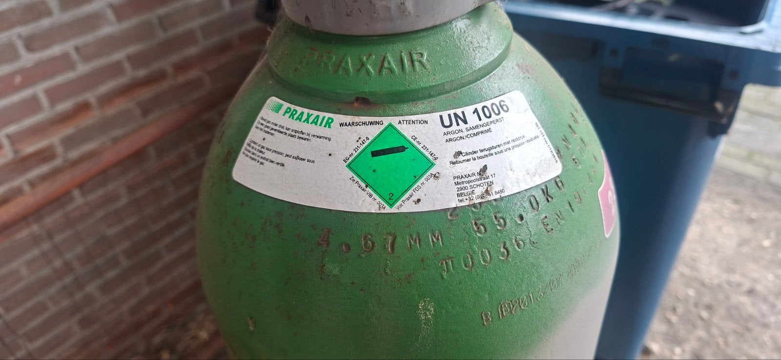 gasfles 50L argon, Ophalen, 250 ampère of meer, Tig