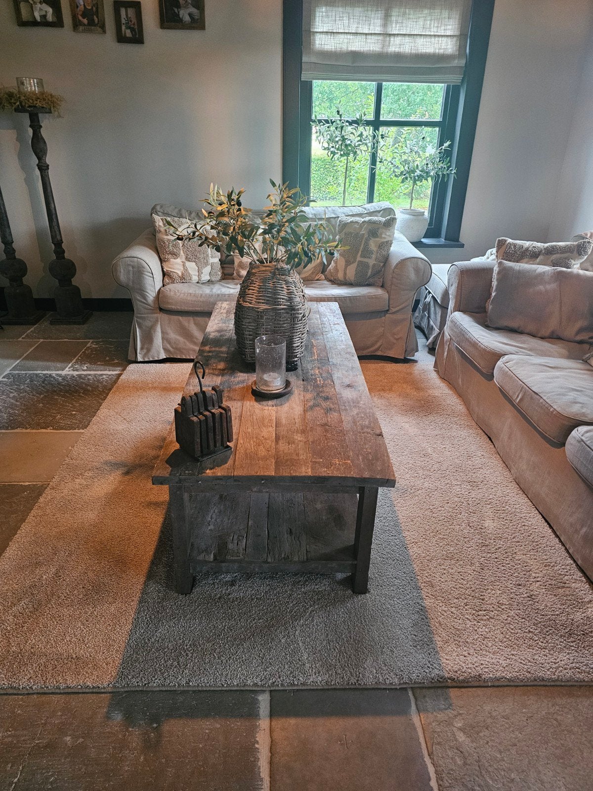 Robuuste Salontafel AURA PEEPERKORN - Massief Hout, Huis en Inrichting, Ophalen, Gebruikt, 100 tot 150 cm, Landelijk, Industrieel, Rustiek