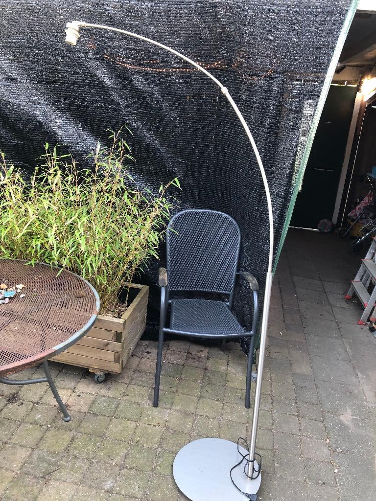 Staande Booglamp met bruine kap, Ophalen, Gebruikt, Stof, Modern