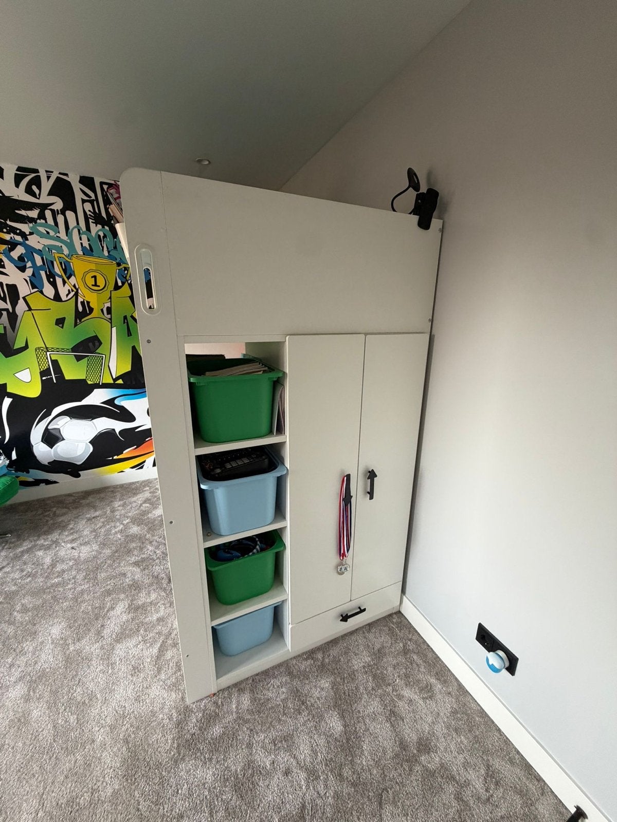 Hoogslaper met bureau en opbergruimte, Ophalen, Gebruikt, Eenpersoons, 160 tot 180 cm