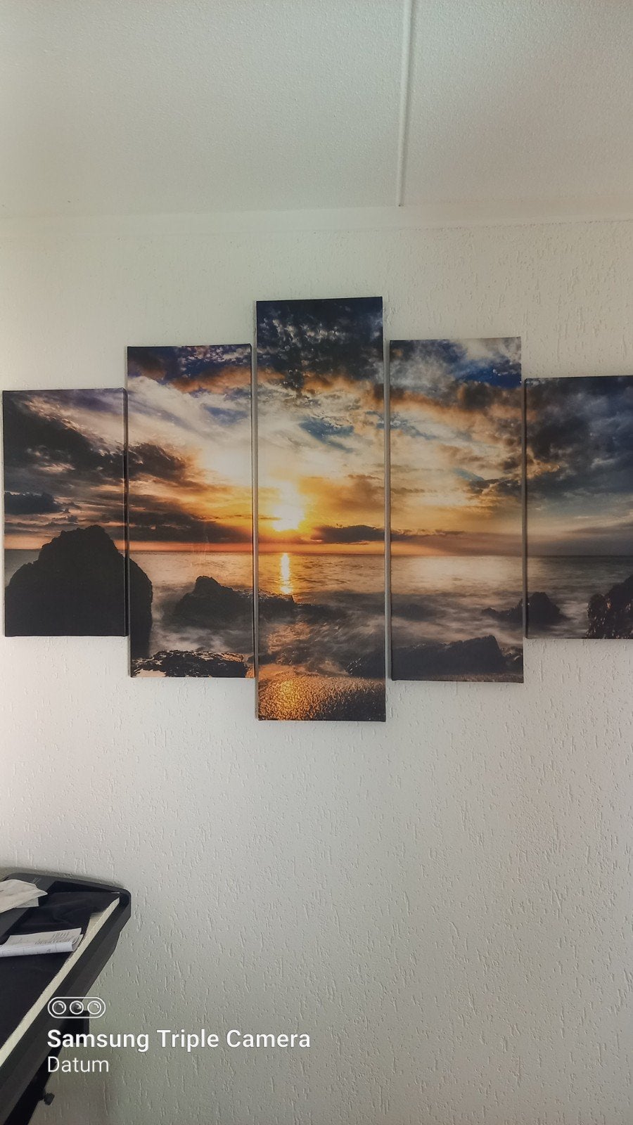 5-delig Schilderij Zonsondergang Zee Canvas, Ophalen, 50 – 75, Zo goed als nieuw, Schilderij