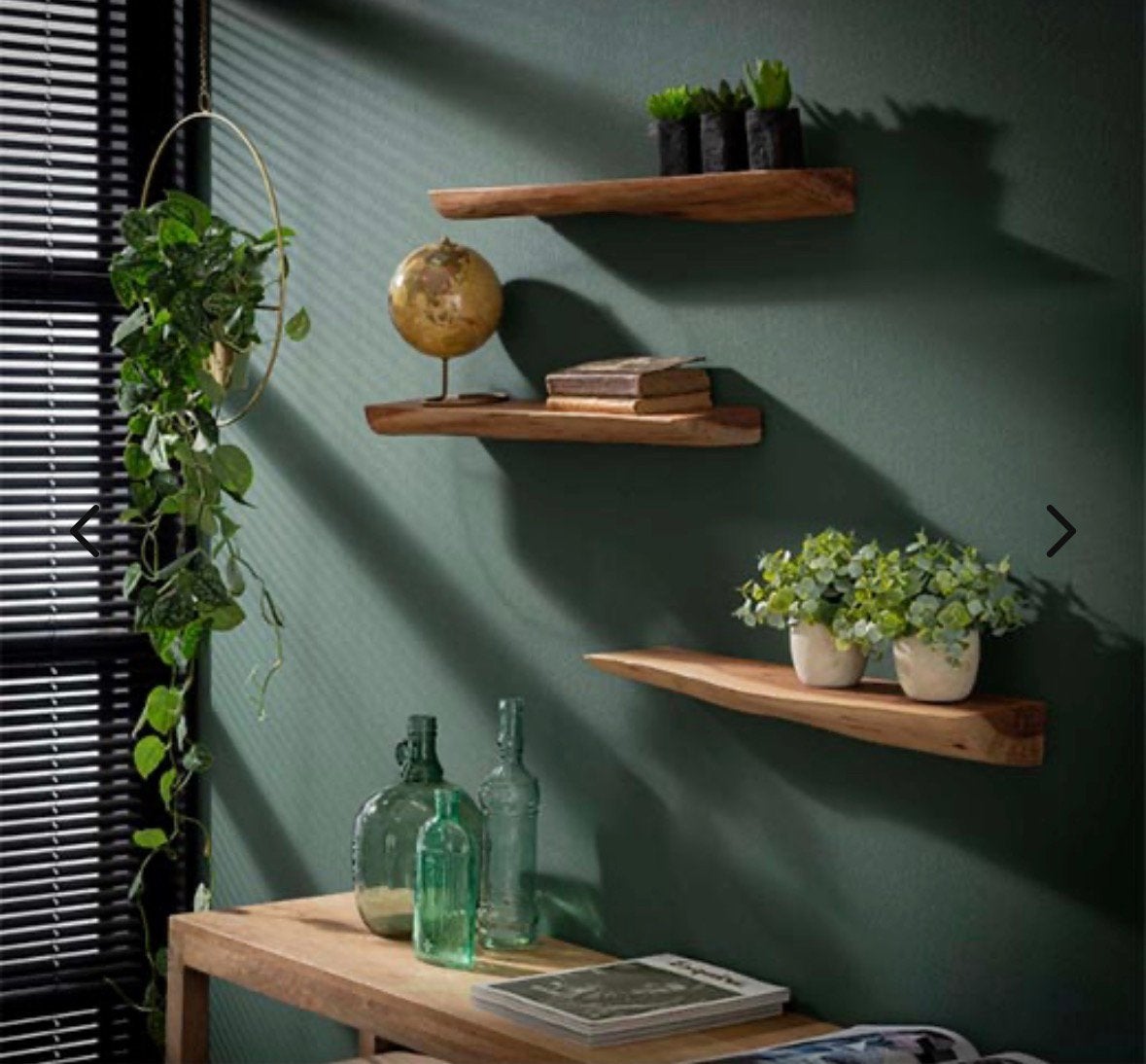 3 wandplanken wandplank massief acacia hout woonkamer, Ophalen of Verzenden, Zo goed als nieuw